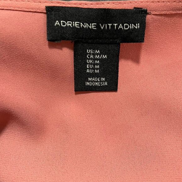 Adrienne Vittadini Ruffle Front V-Neck Blouse Shirt Mauve Pink Women's Medium‎ - Picture 7 of 8